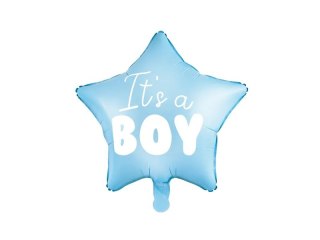 Balon foliowy "It's a boy" na baby shower gwiazda niebieska 48cm Partydeco Sp. z o. o.