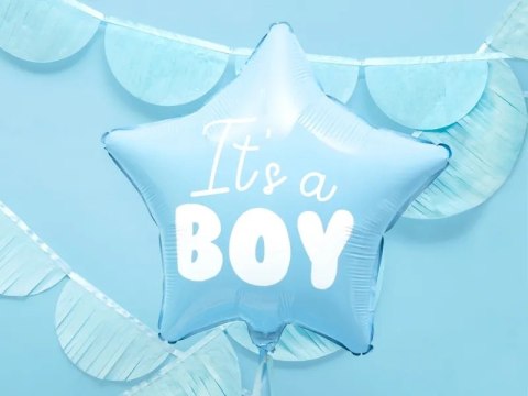 Balon foliowy "It's a boy" na baby shower gwiazda niebieska 48cm Partydeco Spółka z Ograniczoną Odpowiedzialnością