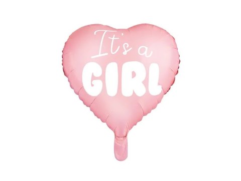 Balon foliowy "It's a girl" na baby shower serce różowe 48cm Partydeco Spółka z Ograniczoną Odpowiedzialnością