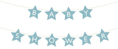 Baner napis na baby shower gwiazdki jasnoniebieskie 290cm x 16,5cm Partydeco Spółka z Ograniczoną Odpowiedzialnością