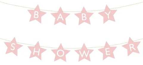 Baner napis na baby shower gwiazdki jasnoróżowe 290cm x 16,5cm Partydeco Spółka z Ograniczoną Odpowiedzialnością