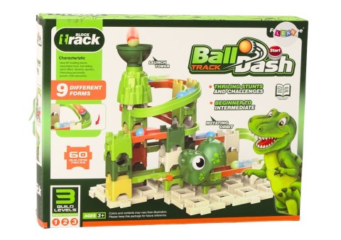 Klocki Konstrukcyjne Tor Na Kulkę Dinozaur 9 Poziomów 60 El LEAN Toys