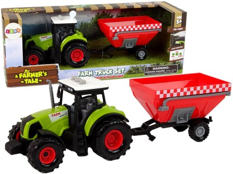 Traktor Farma Odpinana Przyczepa Na Zboże Dźwięk Zielony LEAN Toys