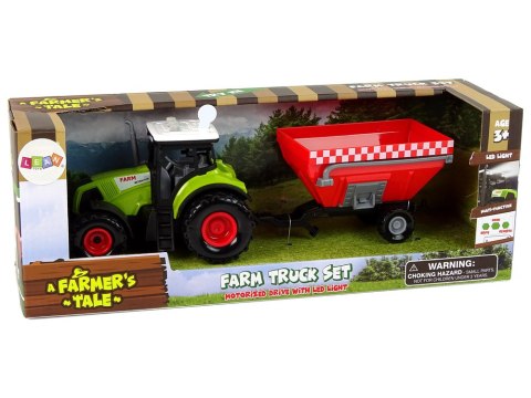 Traktor Farma Odpinana Przyczepa Na Zboże Dźwięk Zielony LEAN Toys