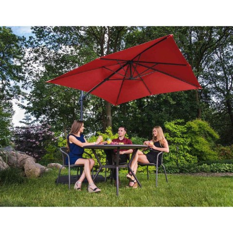 Parasol ogrodowy boczny na wysięgniku kwadratowy 250 x 250 cm czerwony UNIPRODO