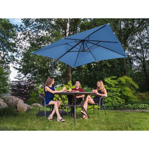 Parasol ogrodowy boczny na wysięgniku kwadratowy 250 x 250 cm niebieski UNIPRODO