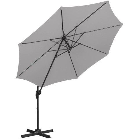 Parasol ogrodowy na wysięgniku bocznym uchylny okrągły śr. 300 cm ciemnoszary UNIPRODO