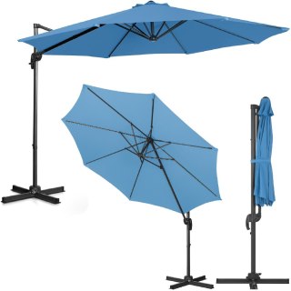 Parasol ogrodowy na wysięgniku bocznym uchylny okrągły śr. 300 cm niebieski UNIPRODO