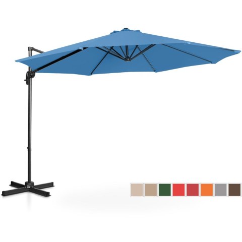 Parasol ogrodowy na wysięgniku bocznym uchylny okrągły śr. 300 cm niebieski UNIPRODO