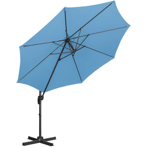 Parasol ogrodowy na wysięgniku bocznym uchylny okrągły śr. 300 cm niebieski UNIPRODO