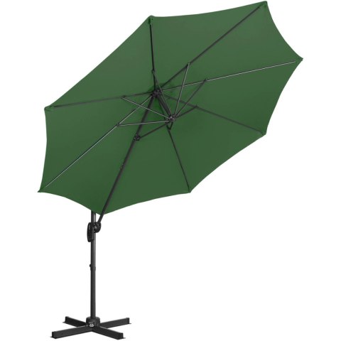 Parasol ogrodowy na wysięgniku bocznym uchylny okrągły śr. 300 cm zielony UNIPRODO