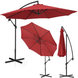 Parasol ogrodowy na wysięgniku okrągły uchylny śr. 300 cm bordowy UNIPRODO