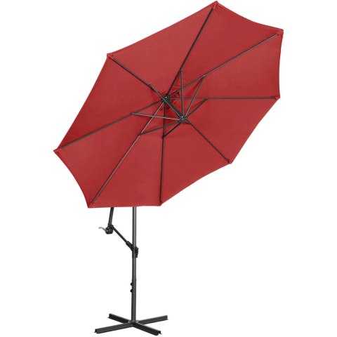 Parasol ogrodowy na wysięgniku okrągły uchylny śr. 300 cm bordowy UNIPRODO