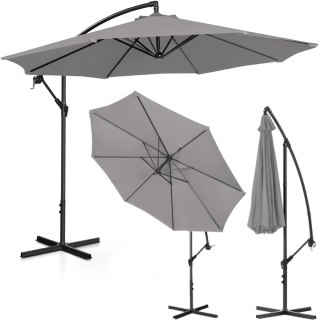 Parasol ogrodowy na wysięgniku okrągły uchylny śr. 300 cm ciemnoszary UNIPRODO