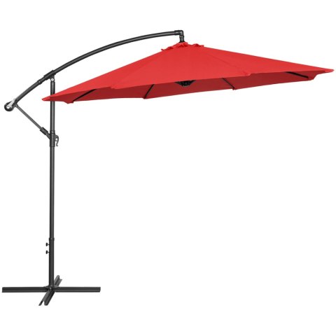 Parasol ogrodowy na wysięgniku okrągły uchylny śr. 300 cm czerwony UNIPRODO