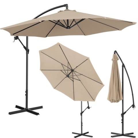 Parasol ogrodowy na wysięgniku okrągły uchylny śr. 300 cm kremowy UNIPRODO