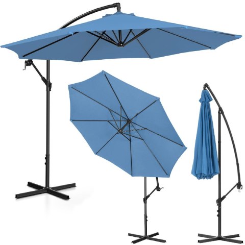 Parasol ogrodowy na wysięgniku okrągły uchylny śr. 300 cm niebieski UNIPRODO