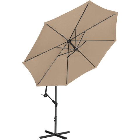 Parasol ogrodowy na wysięgniku okrągły uchylny śr. 300 cm szarobrązowy UNIPRODO