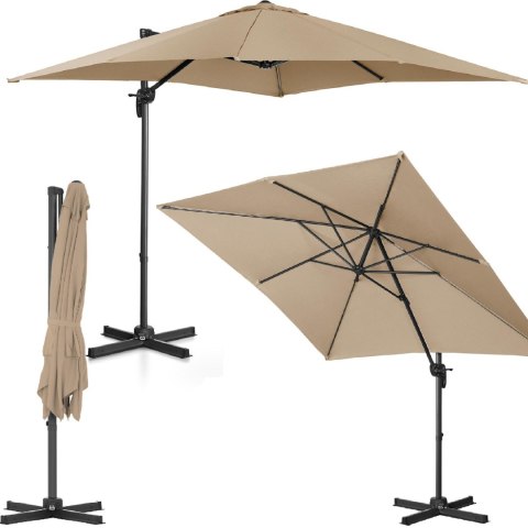 Parasol ogrodowy boczny na wysięgniku kwadratowy 250 x 250 cm szarobrązowy UNIPRODO