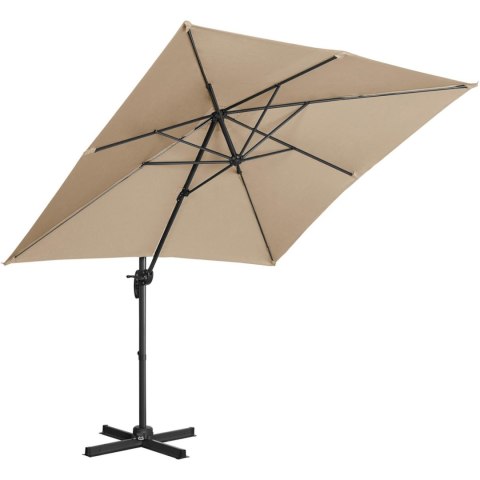 Parasol ogrodowy boczny na wysięgniku kwadratowy 250 x 250 cm szarobrązowy UNIPRODO