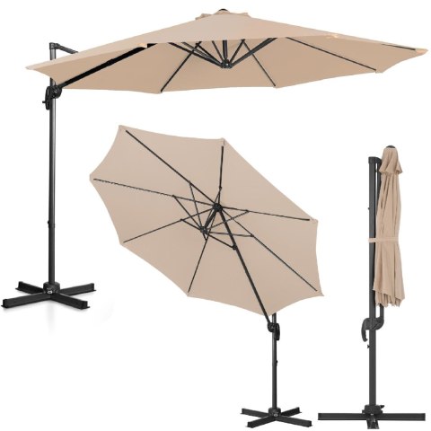 Parasol ogrodowy na wysięgniku bocznym uchylny okrągły śr. 300 cm kremowy UNIPRODO