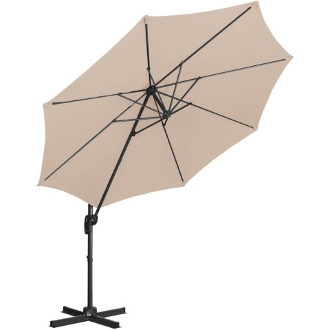 Parasol ogrodowy na wysięgniku bocznym uchylny okrągły śr. 300 cm kremowy UNIPRODO