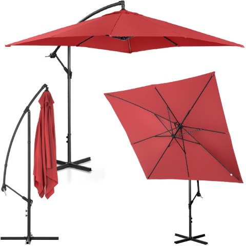 Parasol ogrodowy na wysięgniku kwadratowy 250 x 250 cm bordowy UNIPRODO