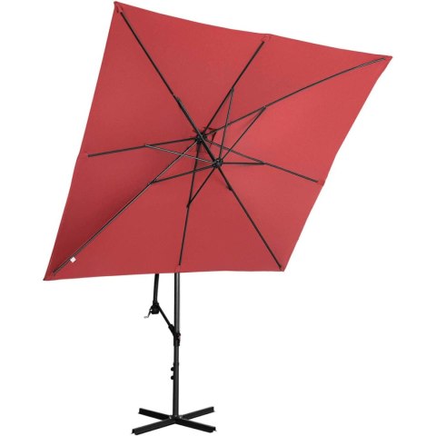 Parasol ogrodowy na wysięgniku kwadratowy 250 x 250 cm bordowy UNIPRODO