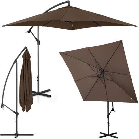 Parasol ogrodowy na wysięgniku kwadratowy 250 x 250 cm brązowy UNIPRODO