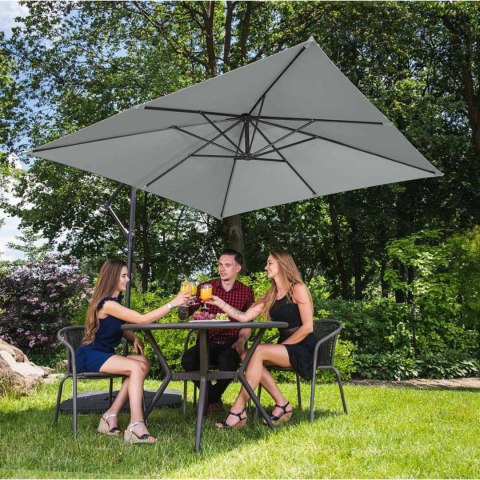 Parasol ogrodowy na wysięgniku kwadratowy 250 x 250 cm ciemnoszary UNIPRODO