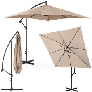 Parasol ogrodowy na wysięgniku kwadratowy 250 x 250 cm kremowy UNIPRODO