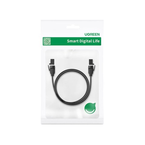 Płaski patch cord kabel przewód LAN Ethernet Cat.8 U/FTP 1m czarny UGREEN