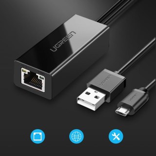 Zewnętrzna karta sieciowa LAN micro USB 100Mbps do Chromecast 1m czarny UGREEN