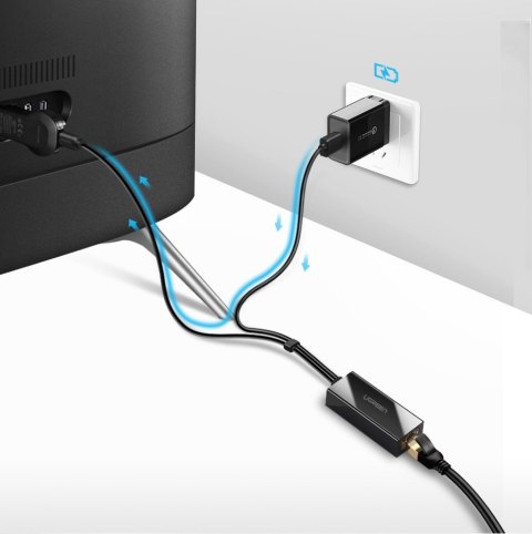 Zewnętrzna karta sieciowa LAN micro USB 100Mbps do Chromecast 1m czarny UGREEN