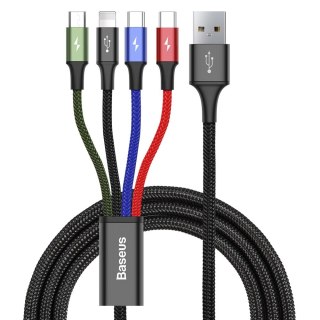 Kabel przewód USB 4w1 Iphone Lightning 2 x USB-C microUSB w nylonowym oplocie 3.5A 1.2m czarny BASEUS