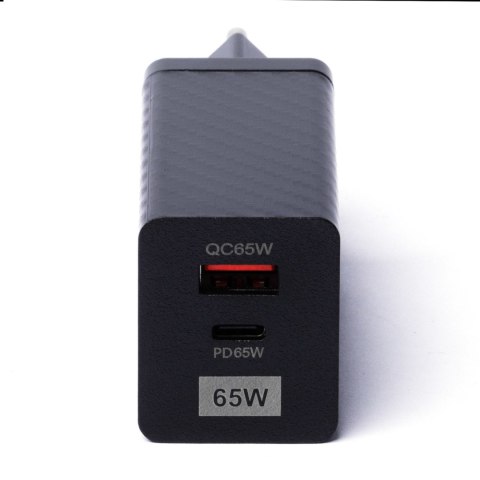 Ładowarka GaN 65W z portami USB USB-C QC 3.0 PD czarna WOZINSKY