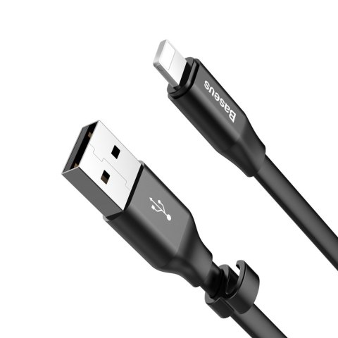 Płaski kabel przewód USB Iphone Lightning z uchwytem 2A 23CM czarny BASEUS