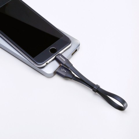 Płaski kabel przewód USB Iphone Lightning z uchwytem 2A 23CM czarny BASEUS