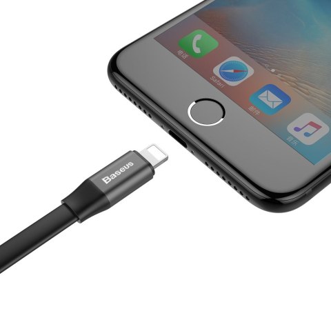 Płaski kabel przewód USB Iphone Lightning z uchwytem 2A 23CM czarny BASEUS