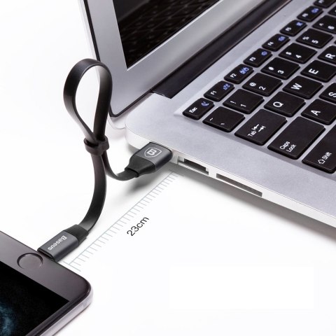 Płaski kabel przewód USB Iphone Lightning z uchwytem 2A 23CM czarny BASEUS