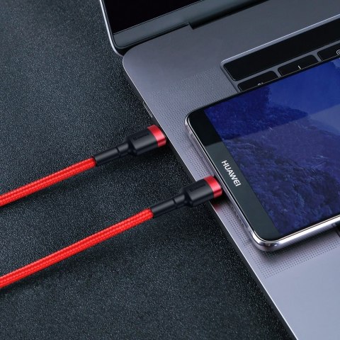 Wytrzymały elastyczny kabel przewód USB-C PD PD 2.0 60W 20V 3A QC3.0 1M czarny-czerwony BASEUS