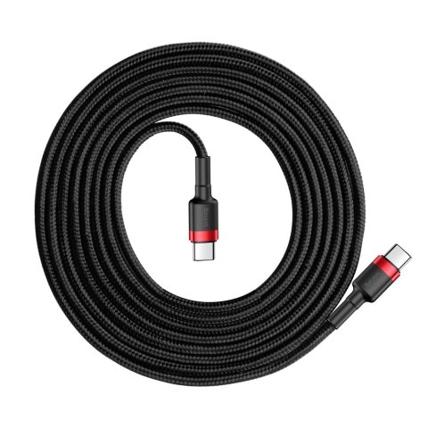 Wytrzymały elastyczny kabel przewód USB-C PD PD 2.0 60W 20V 3A QC3.0 2M czarno-czerwony BASEUS