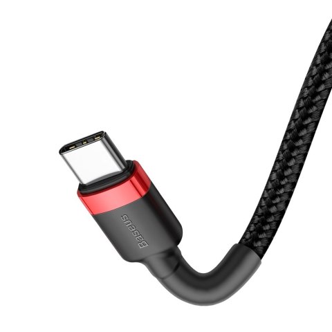 Wytrzymały elastyczny kabel przewód USB-C PD PD 2.0 60W 20V 3A QC3.0 2M czarno-czerwony BASEUS