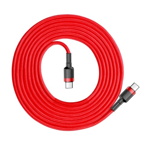 Wytrzymały elastyczny kabel przewód USB-C PD PD 2.0 60W 20V 3A QC3.0 2M czerwony BASEUS