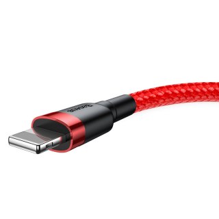 Wytrzymały elastyczny kabel przewód USB Iphone Iphone Lightning QC3.0 2.4A 0.5M czerwony BASEUS