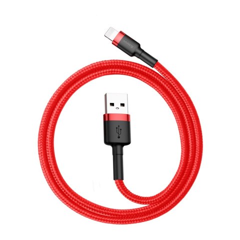 Wytrzymały elastyczny kabel przewód USB Iphone Iphone Lightning QC3.0 2.4A 0.5M czerwony BASEUS