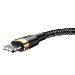 Wytrzymały elastyczny kabel przewód USB Iphone Lightning QC3.0 1.5A 2M czarno-złoty BASEUS