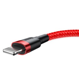 Wytrzymały elastyczny kabel przewód USB Iphone Lightning QC3.0 1.5A 2M czerwony BASEUS