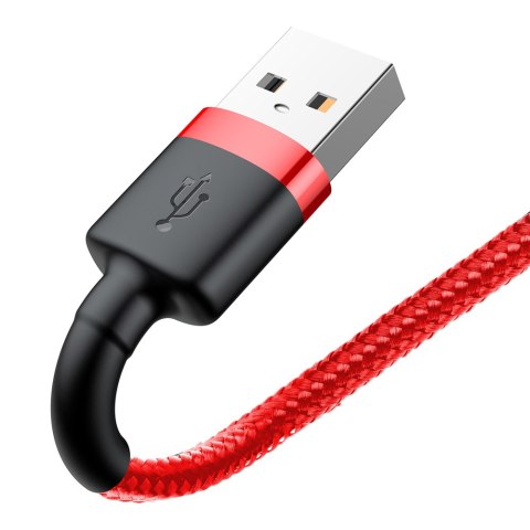 Wytrzymały elastyczny kabel przewód USB Iphone Lightning QC3.0 1.5A 2M czerwony BASEUS