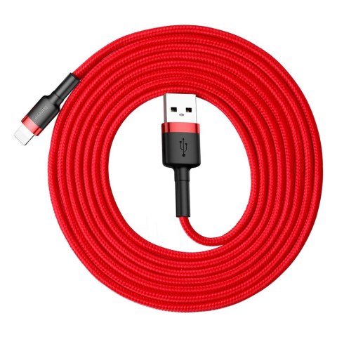Wytrzymały elastyczny kabel przewód USB Iphone Lightning QC3.0 1.5A 2M czerwony BASEUS